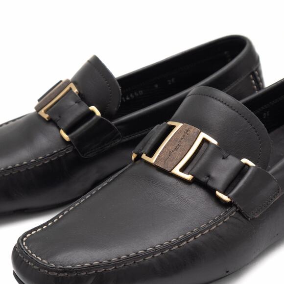 950$ Salvatore Ferragamo Men’s Black Leather Sardegna Driving Loafers US9 2E main image 9